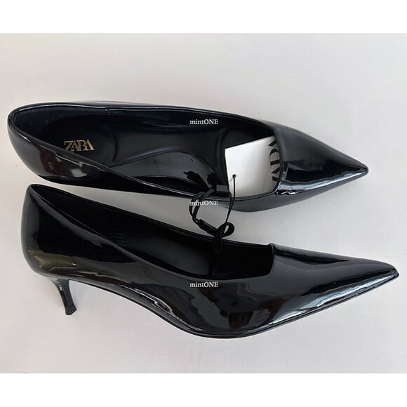 NEW ZARA faux patent leather heeled shoes 2235 size 37 - Picture 1 of 7